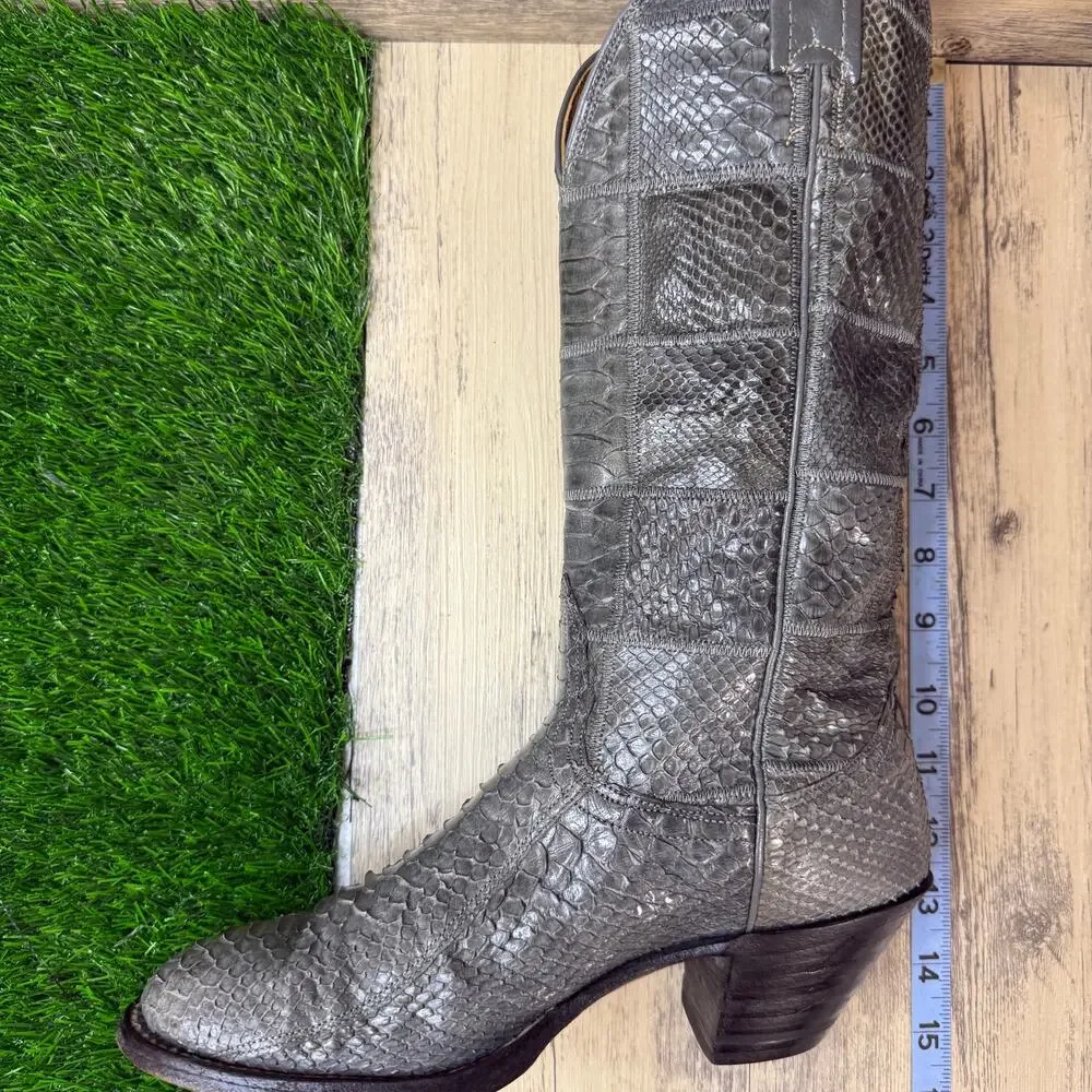 Nocona Men/Women - Size 6/7 - Vintage Gray Snakeskin Cowboy Boots E7599